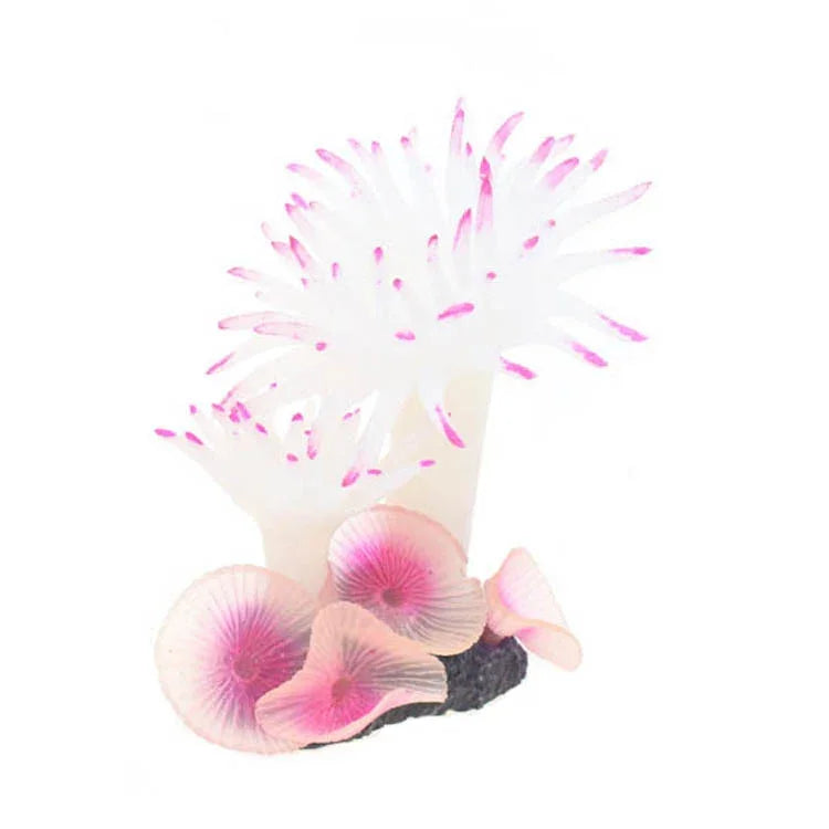 Decoração para Aquário com Silicone, Simulação de Fundo do Mar com Moluscos, Coral, Árvore Marinha Simulada, Amarelo, Branco