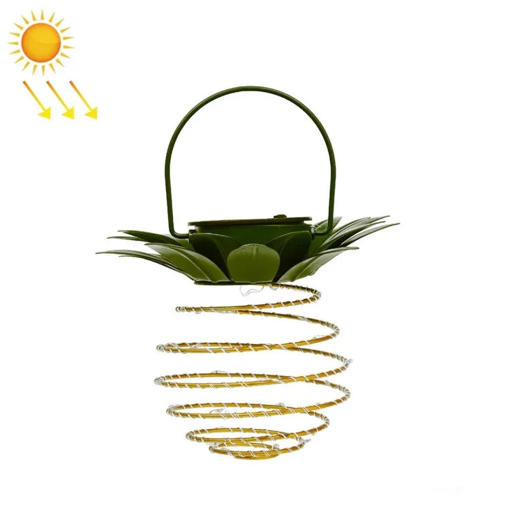 Luzes Solares de Ananás Lanternas de Ferro Forjado Fio de Cobre LED Decoração de Jardim Exterior Impermeável, 24 LEDs, 60 LEDs