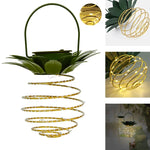 Luzes Solares de Ananás Lanternas de Ferro Forjado Fio de Cobre LED Decoração de Jardim Exterior Impermeável, 24 LEDs, 60 LEDs