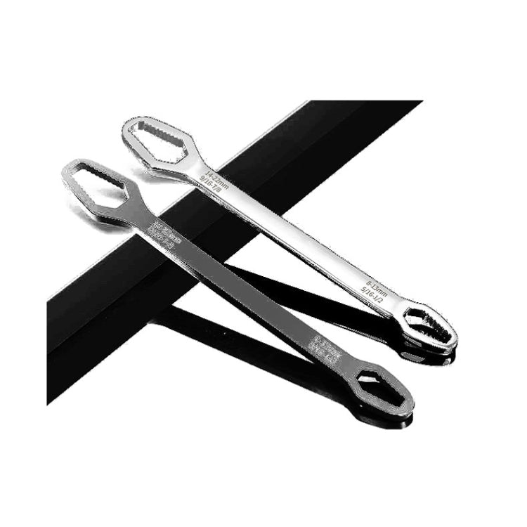 Chave Multi-Funções com Ajuste de Abertura, Dupla Cabeça, Auto-Apertável, Preto, Prateado
