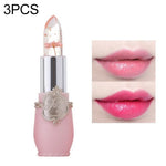 Bálsamo Labial Hidratante em Gel de Cor Transparente e Mutável, de Longa Duração, flor, rosa claro, vermelho rosa, vermelho escuro, amarelo, verde claro, roxo