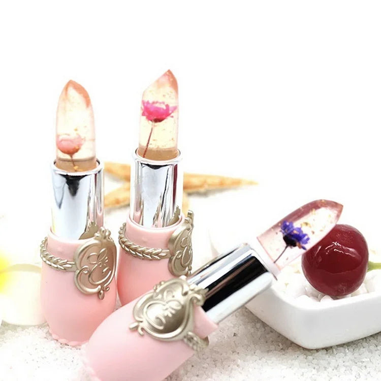 Bálsamo Labial Hidratante em Gel de Cor Transparente e Mutável, de Longa Duração, flor, rosa claro, vermelho rosa, vermelho escuro, amarelo, verde claro, roxo