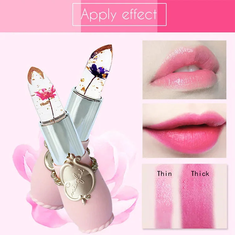 Bálsamo Labial Hidratante em Gel de Cor Transparente e Mutável, de Longa Duração, flor, rosa claro, vermelho rosa, vermelho escuro, amarelo, verde claro, roxo