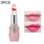 Bálsamo Labial Hidratante em Gel de Cor Transparente e Mutável, de Longa Duração, flor, rosa claro, vermelho rosa, vermelho escuro, amarelo, verde claro, roxo