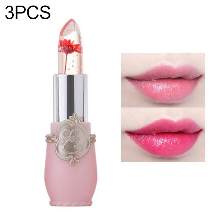 Bálsamo Labial Hidratante em Gel de Cor Transparente e Mutável, de Longa Duração, flor, rosa claro, vermelho rosa, vermelho escuro, amarelo, verde claro, roxo