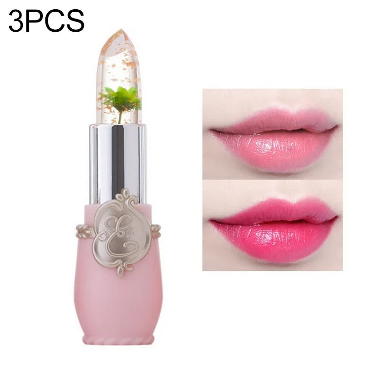 Bálsamo Labial Hidratante em Gel de Cor Transparente e Mutável, de Longa Duração, flor, rosa claro, vermelho rosa, vermelho escuro, amarelo, verde claro, roxo