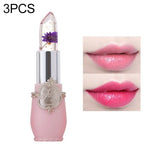 Bálsamo Labial Hidratante em Gel de Cor Transparente e Mutável, de Longa Duração, flor, rosa claro, vermelho rosa, vermelho escuro, amarelo, verde claro, roxo