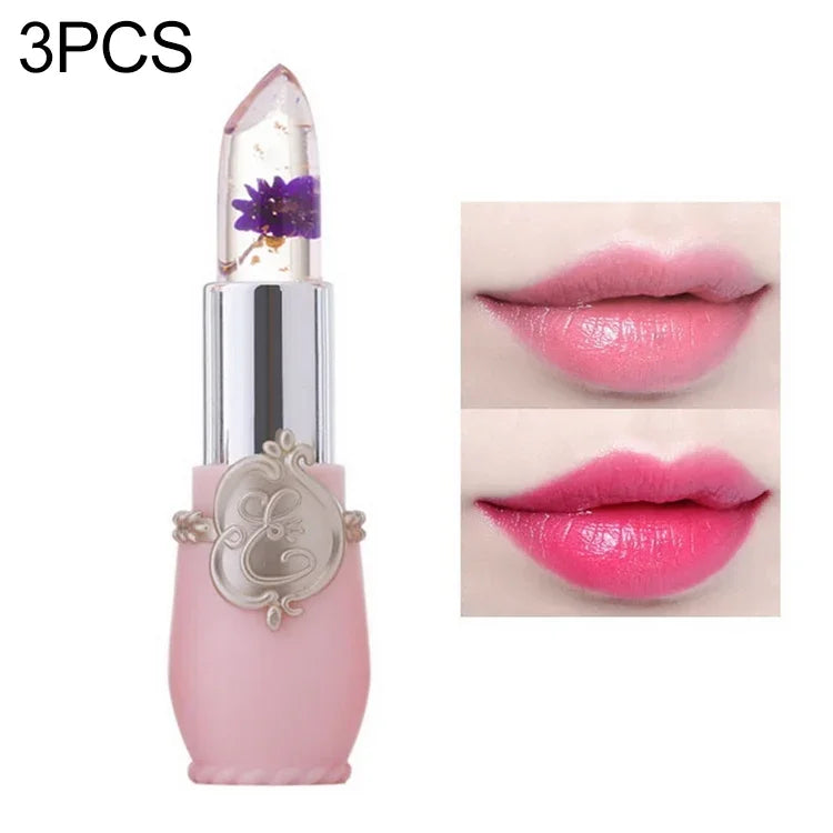 Bálsamo Labial Hidratante em Gel de Cor Transparente e Mutável, de Longa Duração, flor, rosa claro, vermelho rosa, vermelho escuro, amarelo, verde claro, roxo