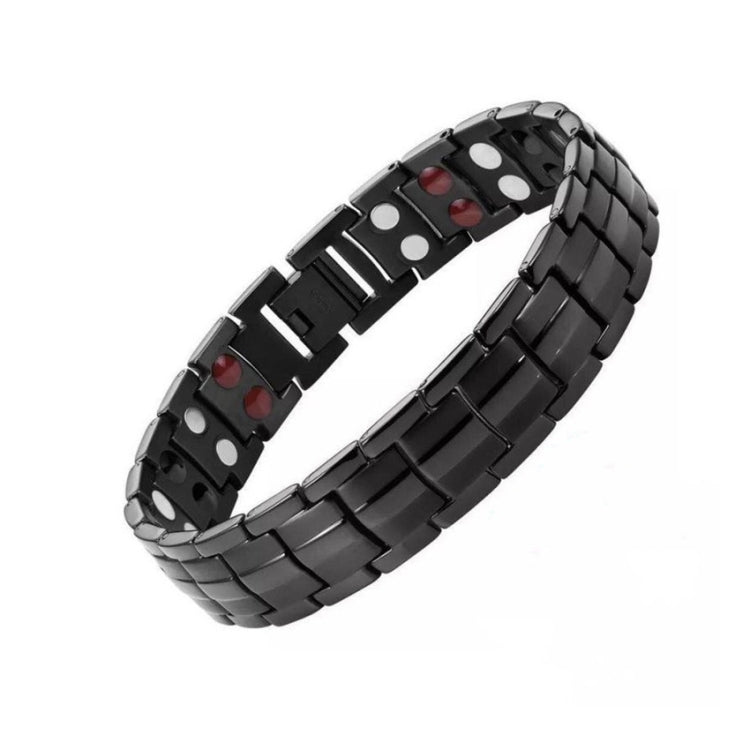 Pulseira de Terapia Magnética de Dupla Fileira para Homens, Cor: Bronze com Magnetismo Total, Preto, Branco, Dourado, Preto com Magnetismo Total, Bronze com Magnetismo Total