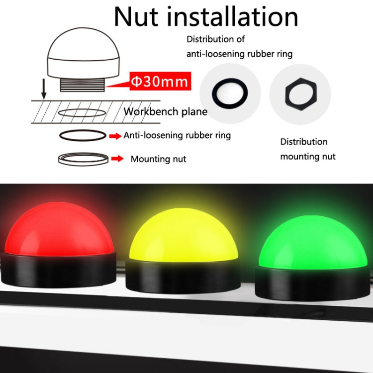 Luz de aviso de segurança trifásica 24V, LED hemisférico impermeável, indicador, estilo 1, estilo 2