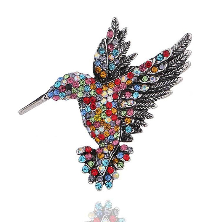 Broche de Abelha e Pássaro Incrustado, Alfinetes de Roupa de Personalidade, Fivela de Lenço, Colorido, Azul, Dourado, Diamante Vermelho, Diamante Azul