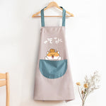 Avental de Cozinha Doméstica à Prova de Água e Óleo, Avental de Trabalho Fofo para Cozinhar, Cor: Rosa Claro Foodie (Comum), Rosa Claro Foodie (Comum)