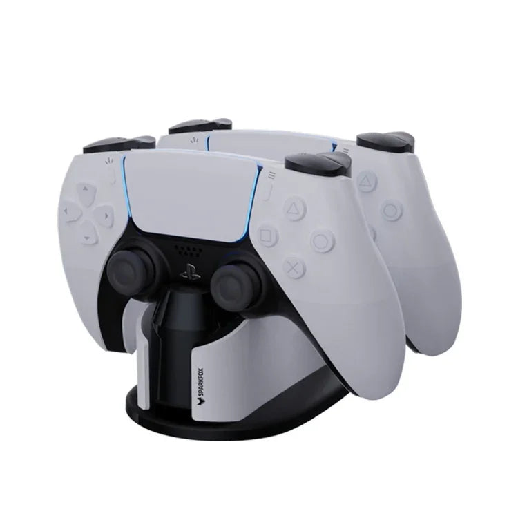 Carregador Duplo SPARKFOX W20P508 com Contactos para Comando Sem Fios PS5, Estilo:, Carregador+Cabo de Dados+Plugue de Carregamento, Carregador+Cabo de Dados