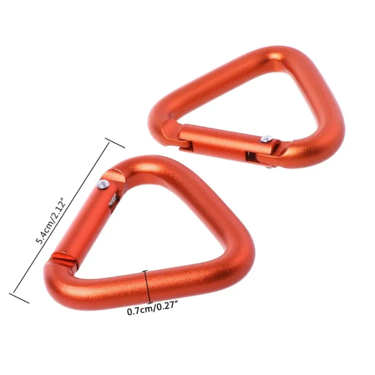 2 Peças Mosquetão Triangular para Camping, Caminhada, Chaveiro, Clipe de Fecho, Gancho para Chaleira, Acessórios Mosquetão