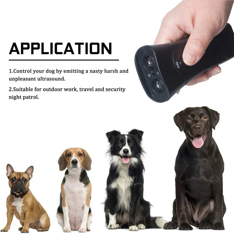 Lanterna LED Repelente Ultrassónico para Cães Treinador Portátil para Cães, Cabeça Única Preta, Cabeça Única Amarela, Duplo Preto