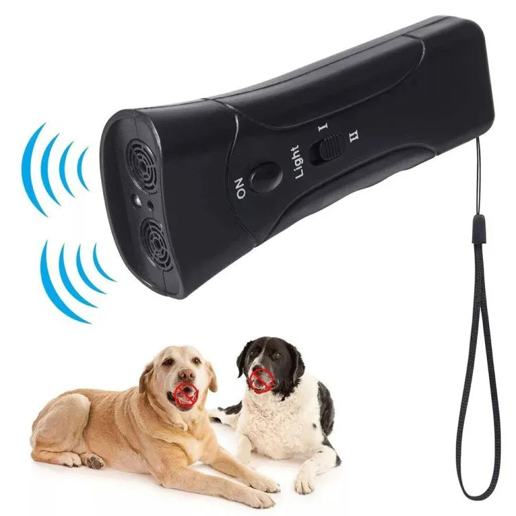 Lanterna LED Repelente Ultrassónico para Cães Treinador Portátil para Cães, Cabeça Única Preta, Cabeça Única Amarela, Duplo Preto