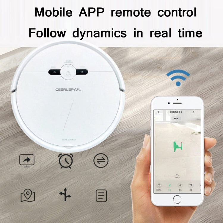 Robô inteligente GEERLEPOL para casa automática de reabastecimento e varrimento, alta configuração, suporta app para telemóvel, Branco, Preto