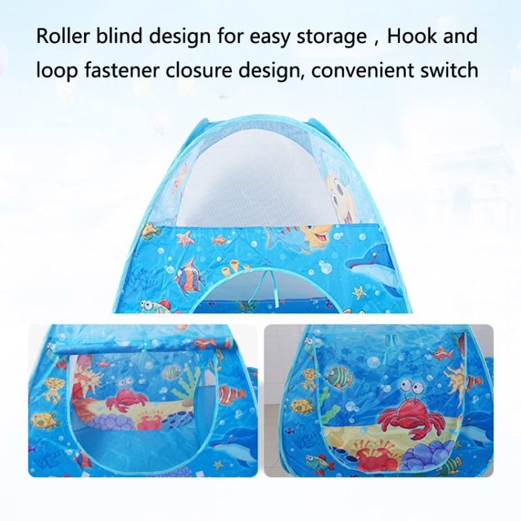 Brinquedo 3 em 1 Tenda Infantil Casa de Brincar Túnel Dobrável Piscina de Bolas de Tiro, Azul Mar, Mar Profundo