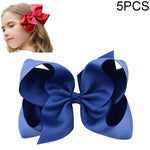 5 PCS Laços de Cabelo Grandes de Fita Sólida Colorida para Meninas Crianças 6 Polegadas