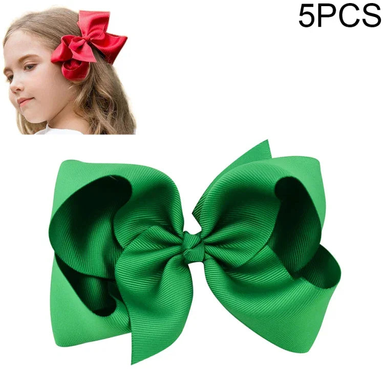 5 PCS Laços de Cabelo Grandes de Fita Sólida Colorida para Meninas Crianças 6 Polegadas