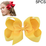 5 PCS Laços de Cabelo Grandes de Fita Sólida Colorida para Meninas Crianças 6 Polegadas