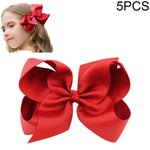 5 PCS Laços de Cabelo Grandes de Fita Sólida Colorida para Meninas Crianças 6 Polegadas