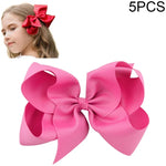 5 PCS Laços de Cabelo Grandes de Fita Sólida Colorida para Meninas Crianças 6 Polegadas