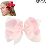 5 PCS Laços de Cabelo Grandes de Fita Sólida Colorida para Meninas Crianças 6 Polegadas