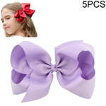 5 PCS Laços de Cabelo Grandes de Fita Sólida Colorida para Meninas Crianças 6 Polegadas