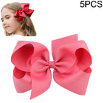 5 PCS Laços de Cabelo Grandes de Fita Sólida Colorida para Meninas Crianças 6 Polegadas
