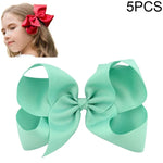 5 PCS Laços de Cabelo Grandes de Fita Sólida Colorida para Meninas Crianças 6 Polegadas