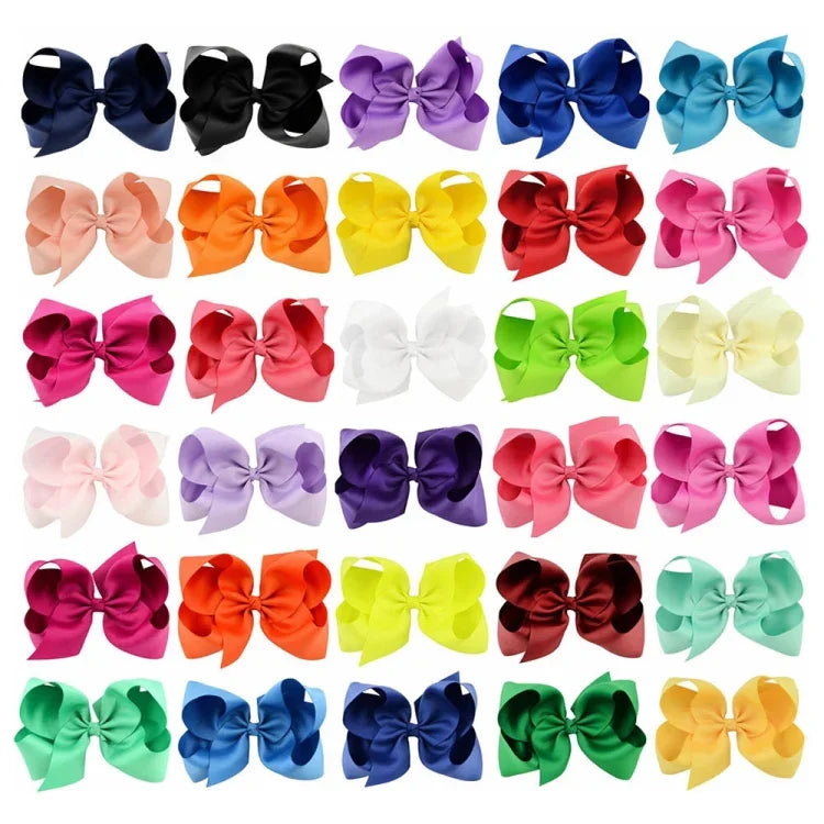5 PCS Laços de Cabelo Grandes de Fita Sólida Colorida para Meninas Crianças 6 Polegadas