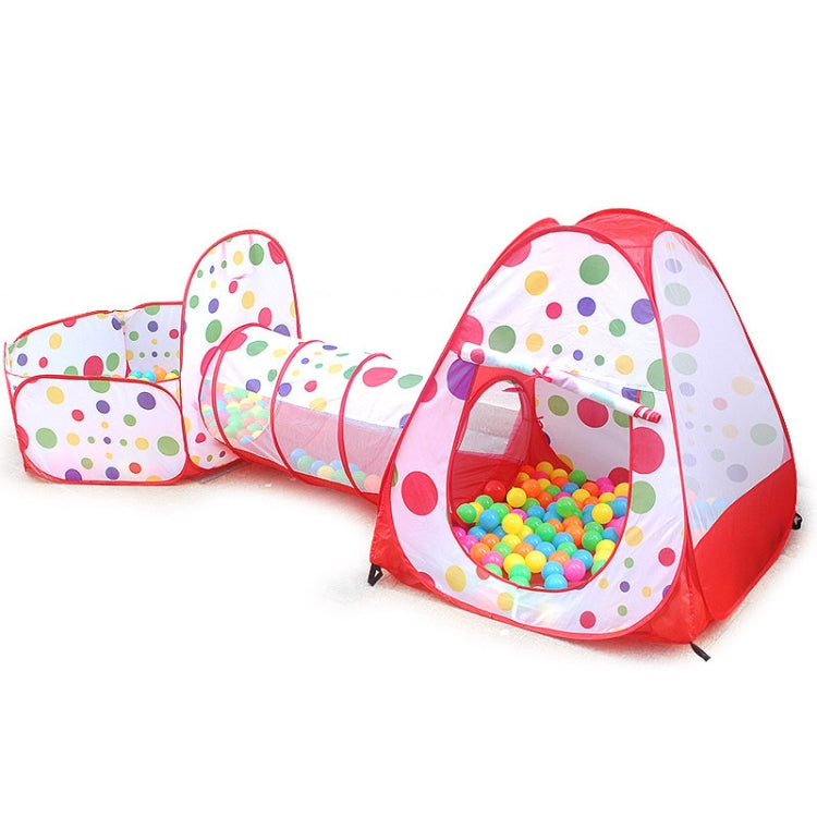 Brinquedo 3 em 1 Tenda Infantil Casa de Brincar Túnel Dobrável Piscina de Bolas de Tiro, Vermelho