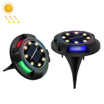 Outdoor Solar Underground Lamp Rotating Buried Lawn Lamp , Spec:, 12 LEDs White+Blue Light (Aluminum Shell), 12 LEDs Warm+Blue Light (Aluminum Shell), 12 LEDs White+Color Llight (Aluminum Shell), 12 LEDs Warm+Color Light (Aluminum Shell)