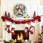 Embroidered Christmas Stocking Pendant Candy Gift Bag, Style A, Style B, Snowflake, Tree