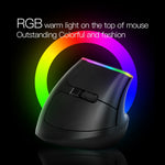 DELUX M618C Rato Vertical Sem Fios Bluetooth com 6 Teclas, 1600 DPI, Modo Duplo RGB, M618C (Branco), M618C (Preto)