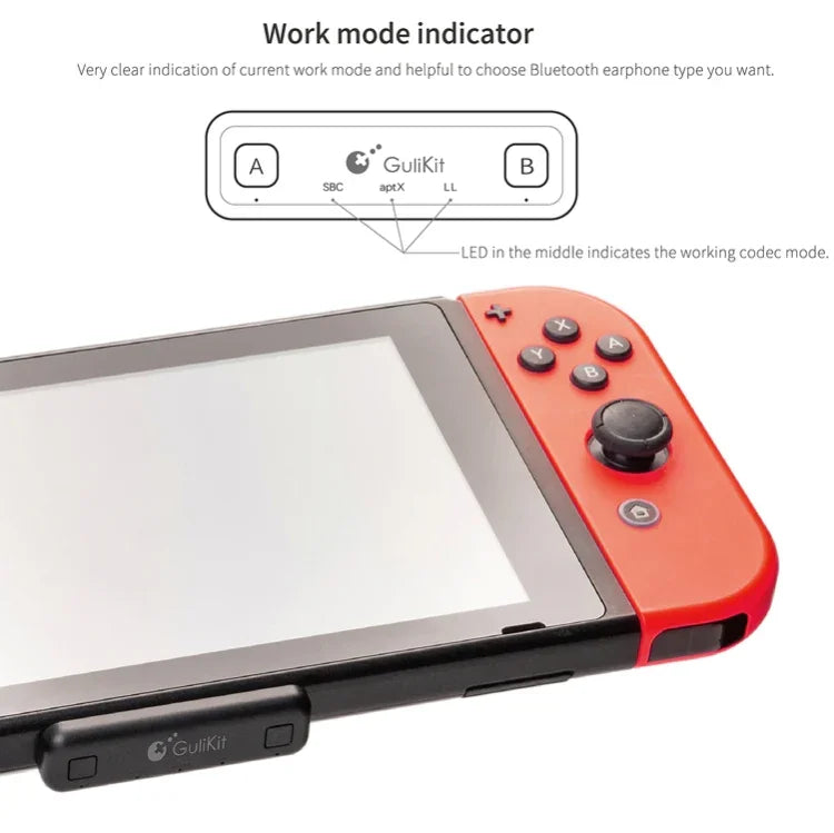 Adaptador de Áudio Bluetooth Sem Fios Gulikit para Nintendo Switch, Modelo:, NS07 Vermelho, NS07 Azul, NS07 Preto, NS07 PRO Preto, NS07 PRO Azul Gelo