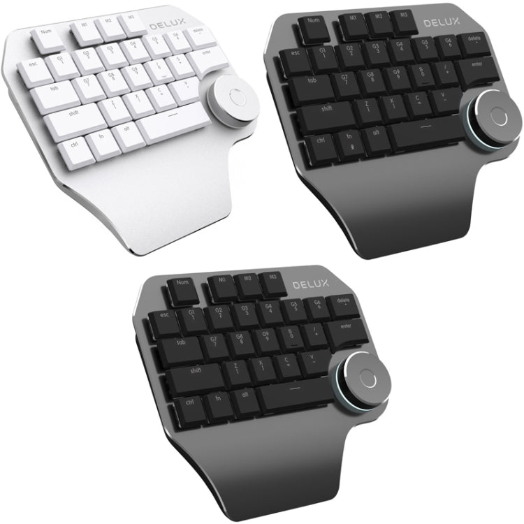 DELUX T11 Teclado de Atalhos com 29 Teclas para Uma Mão, Ferramenta de Fala, Teclado Plano, Cor: Prateado