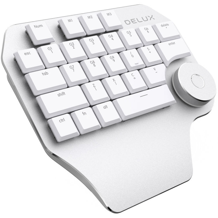 DELUX T11 Teclado de Atalhos com 29 Teclas para Uma Mão, Ferramenta de Fala, Teclado Plano, Cor: Prateado