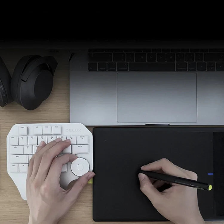 Teclado de Atalho de 29 Teclas de Uma Mão DELUX T11, Ferramenta de Fala, Teclado Plano, Cor: Prateado Preto, Prateado Preto