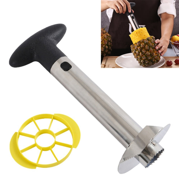 2 Peças de Descascador e Fatiador de Ananás em Aço Inoxidável, Ferramentas de Cozinha, Descascador e Fatiador de Ananás (Cabo Preto), Descascador e Fatiador de Ananás (Cabo Amarelo)
