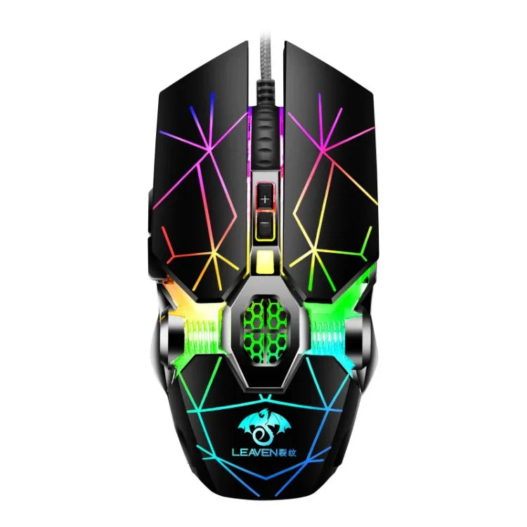 LEAVEN Rato Mecânico RGB para Jogos e Escritório com 7 Teclas, 4000 DPI, USB Com Fios, Comprimento do Cabo: 1,5m, S30 Preto, S30 Branco, S30 Rosa, S10 Preto