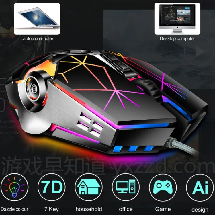 LEAVEN Rato Mecânico RGB para Jogos e Escritório com 7 Teclas, 4000 DPI, USB Com Fios, Comprimento do Cabo: 1,5m, S30 Preto, S30 Branco, S30 Rosa, S10 Preto