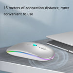 Y20 Rato Sem Fios para Portátil com 4 Teclas, Iluminação Colorida, Carregamento, Silencioso, 2.4G + Bluetooth (Prateado)