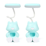 2 Peças FY6601 Suporte para Canetas de Cartão Candeeiro de Leitura LED com Proteção para os Olhos para Dormitório de Estudante, Rosa, Azul, Verde
