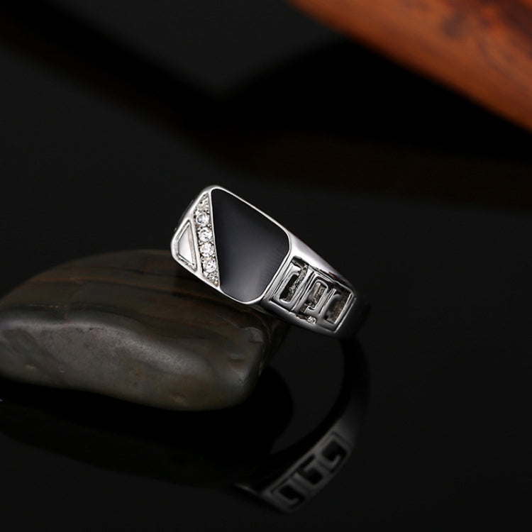 Anéis Masculinos Clássicos de Esmalte com Strass, 7, 8, 9, 10, 11, 12