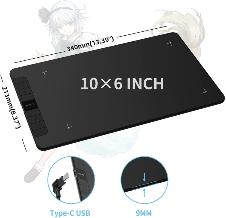 VEIKK VK1060 Mesa Pintada à Mão Quadro de Pintura Eletrónico Ligável a Telemóvel, VK1060