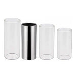 M02219 Conjunto 4 em 1 Barra Deslizante em Plexiglass + Barra Deslizante em Aço Inoxidável + Palheta de Dedo para Guitarra em Celulóide + Caixa de Plástico, Barra Deslizante em Plexiglass