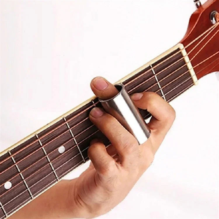 M02219 Conjunto 4 em 1 Barra Deslizante em Plexiglass + Barra Deslizante em Aço Inoxidável + Palheta de Dedo para Guitarra em Celulóide + Caixa de Plástico, Barra Deslizante em Plexiglass