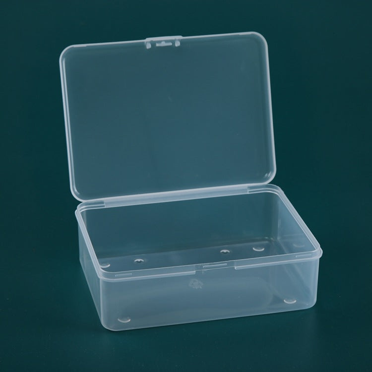 PP Rectangular Transparent Plastic Box Flip Cover Parts Hardware Tool Storage Box, 6 PCS